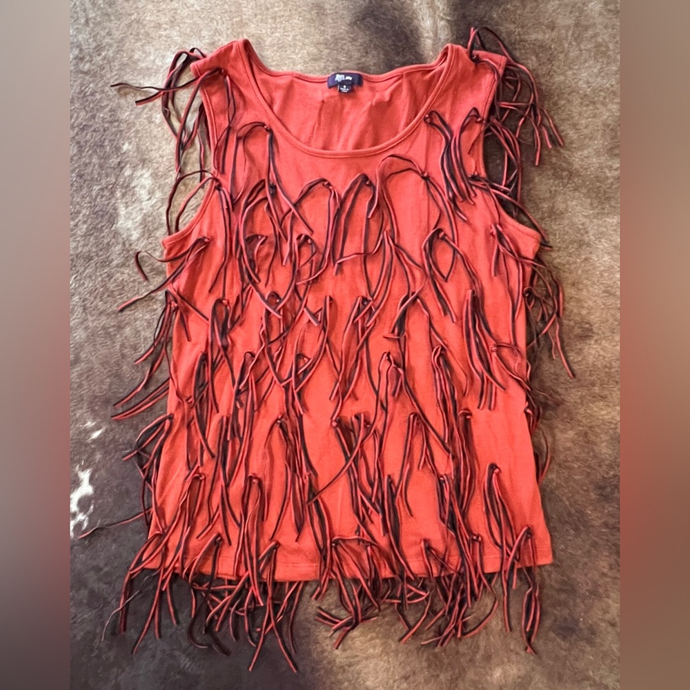 Lily Rust Fringe Sleeveless Tank~ S